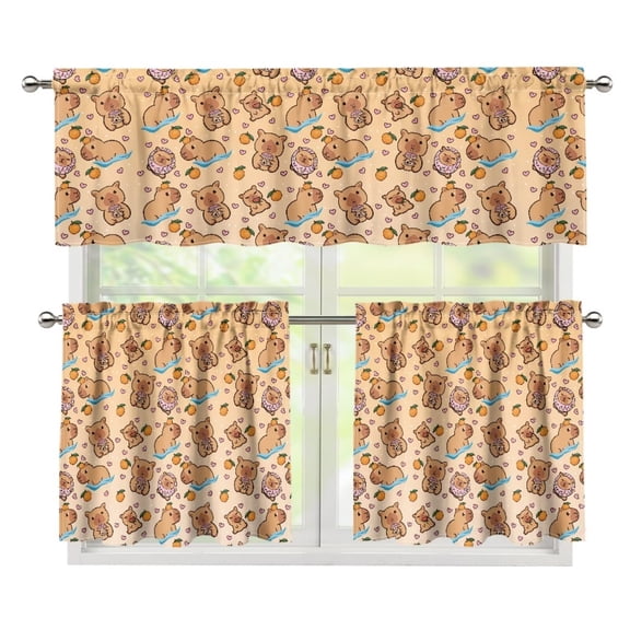 Yuyamidu Capybara Window Curtains 3 Panel Sets Thicken Blackout Curtains for Bedroom Energy Saving Room Darkening Window Drapes Home Decoration Gift for Housewarming