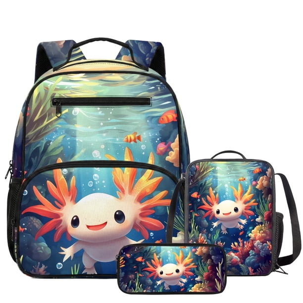 Yuyamidu Cartoon Axolotl Toddler Backpack Set 3 Piece with  display picture 2