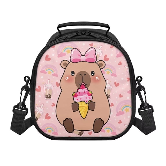 Yuyamidu Cartoon Capybara Kids Lunch Box Large Capacity Insulated Lunch Bag Portable Handle Thermal Picnic Cool Bags Multifunctional for School Picnic Travel Hiking Camping