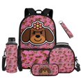 thumbnail image 1 of Yuyamidu Cartoon Dachshund Backpack for Girls 6-8, 1st-3rd Grade, 5-Piece Set with Lunch Box, Pencil Case, Water Bottle Pouch & Keychain, Kawaii Bookbag for Kids Lightweight Sturdy Daypack, 1 of 7
