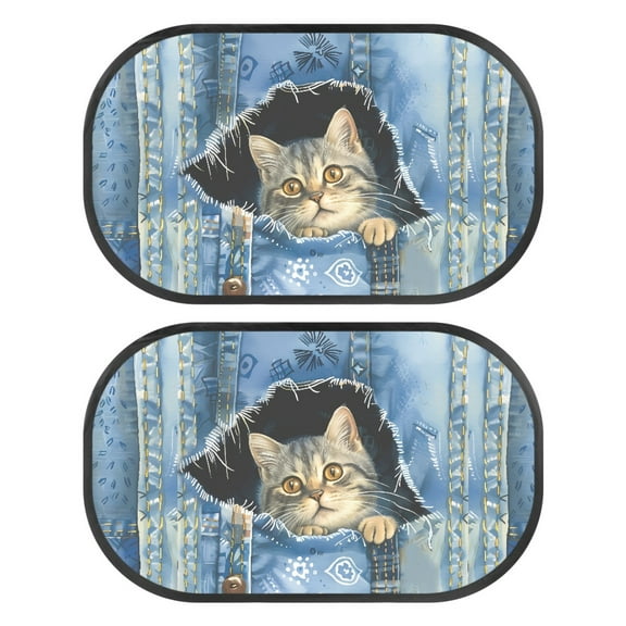 Yuyamidu Cat Car Window Shades Cowboy Car Window Shades Sun Blocker Cover for Kids Universal Car Shades for Side Windows Blue Car Shades for Back Windows