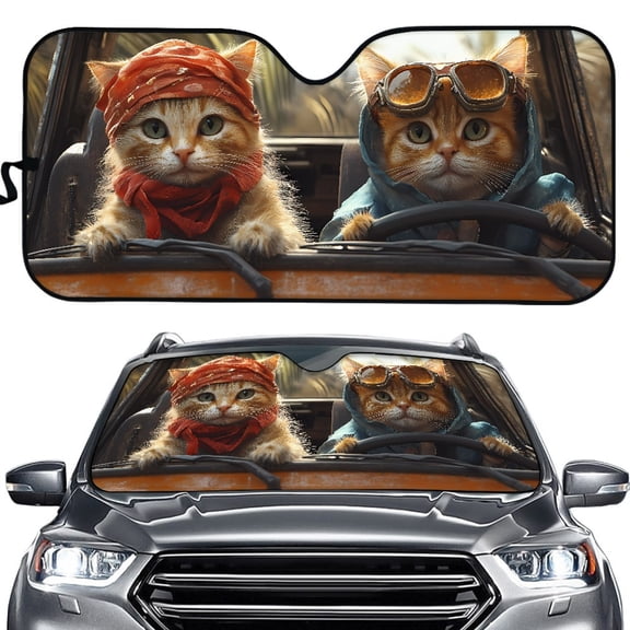 Yuyamidu Cat Front Window Car Sun Shade Foldable Windshield Sunshade for SUV Truck Van Fashion Car Sun Visor Universal Car Window Shield Blocks UV Rays Auto Accessories