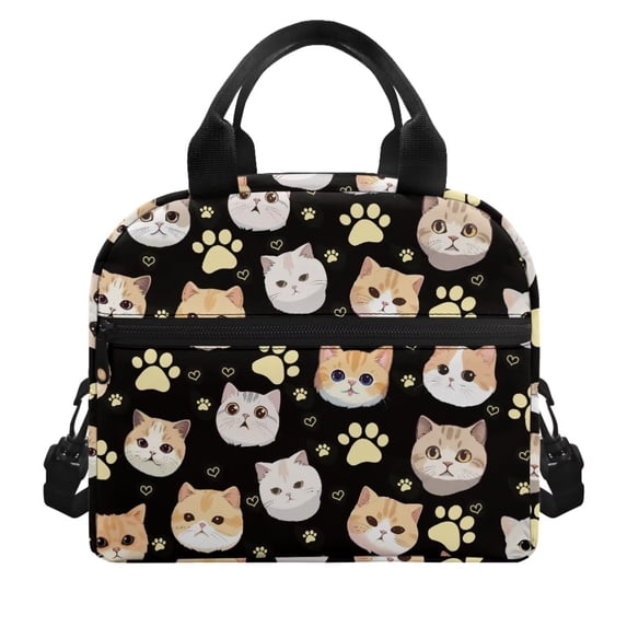 Yuyamidu Cat Lunchbox for School Girls 5th Grade Kawaii Insulated Lunch Bag for Kids 7-8/9-10 Elementary/Middle School Lunch Tote Bags Reusable Snack Bag with Front Pocket