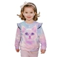 thumbnail image 1 of Yuyamidu Cat Sweatshirt Girls Size 7-8 Long Sleeve Ruffle Shoulder Crewneck Pullover Tops Y2K Cute Animal Graphic Sweatshirts Casual Fall Outfits Everyday Clothes, 1 of 8