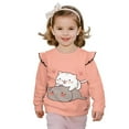 thumbnail image 1 of Yuyamidu Cat Sweatshirts for Toddler Girls 1T-2T Light Pink Crewneck Sweatshirt Graphic Y2K Ruffle Shoulder Tops Soft Lightweight Everyday Clothes Workout Pullover Casual Fall Outfits, 1 of 8