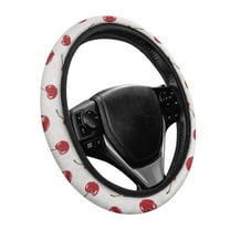 Yuyamidu Cherry Auto Steering Wheel Cover Flannel Steering Wheel Case Winter Warm Car Accessories for Women Girls Thick Steering Wheel Protector Fit Most Car Sedan