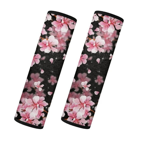 Yuyamidu Cherry Blossom Car Seat Belt Cover 2 PCS Pink Seatbelt Covers Flannel Car Seat Shoulder Strap Pads for Adults Soft Seat Belt Accessories for Auto Truck Van