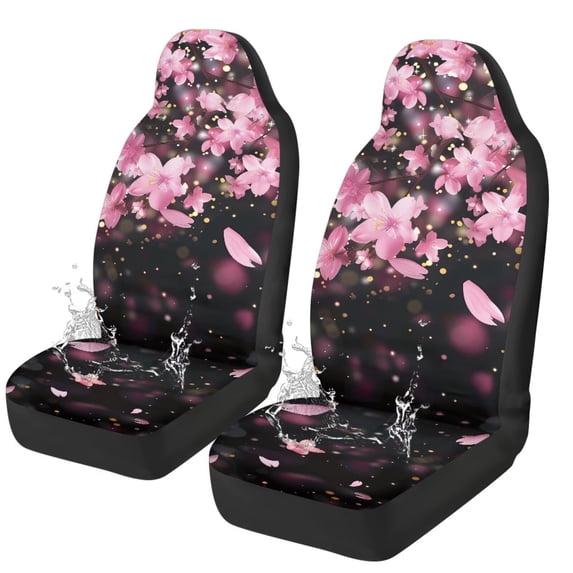 Yuyamidu Cherry Blossom Car Seat Covers Set Vehicle Front Seat Protection Pink Flowers Auto Interior Accessories Universal fit Most Car SUV Van Truck