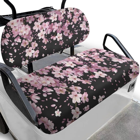 Yuyamidu Cherry Blossom Golf Cart Seat Covers Pink Golf Cart Backrest Seat Cover for 2-Person Seats Club Car Accessories Set of 2, Easy to Install
