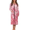 thumbnail image 1 of Yuyamidu Cherry Blossom Long Sleeve Bathrobe for Women Ladies Zipper Up Housecoat Zip Front Robe Loose Sleepwear Long Spa Robes Size 3XL Pink Mid-Calf Length Nightgowns, 1 of 7