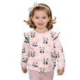 thumbnail image 1 of Yuyamidu Cherry Blossom Panda Sweatshirt Toddler 2T 3T Girls Pink Crewneck Sweatshirts Long Sleeve Ruffle Shoulder Top Lightweight Soft Workout School Outfits Everyday Clothes, 1 of 8