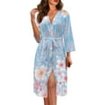 thumbnail image 1 of Yuyamidu Cherry Blossom Womens Bath Robes Female Kimono Robe for Women Plus Size L Lightweight Nightgowns Girls Loungewear Dress Soft Long Bathrobe, Blue, 1 of 7
