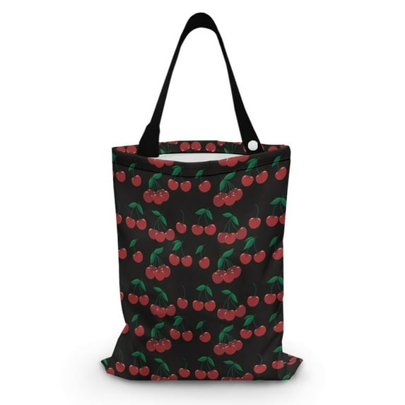 Yuyamidu Cherry Car Garbage Bag with Snap Buttons Strap Collapsible Auto Trash Can for Car SUV Truck Sedan Hanging Car Waste Bag Accessories Practical Car Trash Bag