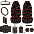 thumbnail image 1 of Yuyamidu Cherry Car Seat Cover Front Seat Protector 12 PCS Set Cute Steering Wheel Cover Seat Belt Pad Armrest Covers Garbage Bag Air Vent Bag Rearview Mirror Cover Coasters Key Chain Universal Fit, 1 of 7