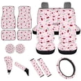 thumbnail image 1 of Yuyamidu Cherry Car Seat Cover Set of 15 Daisy Front Back Seat Cover with Car Floor Mats Pink Steering Wheel Cover Seat Belt Pad Handbrake Cover Set Coasters, 1 of 6