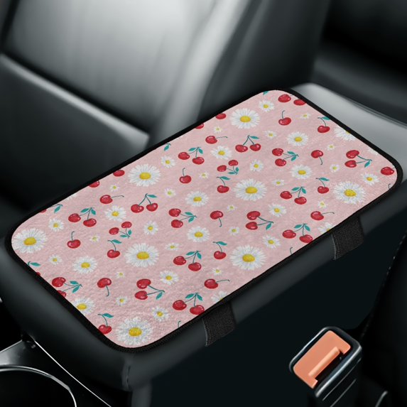 Yuyamidu Cherry Center Console Armrest Covers for Cars Trucks Sedans Armrest Cover Daisy Automotive Arm Rest Cushion Pad Protector Flannel Car Comfort Accessories, Pink