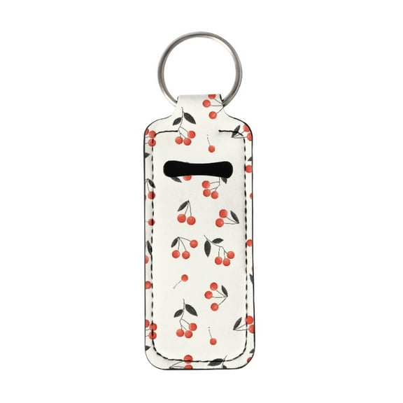 Yuyamidu Cherry Chapstick Holder Keychain for Women Novelty Lip Balm Sleeves Holder Keychain Girls Lip Gloss Tube Holder Travel Accessories Cute Makeup Storage Organizer