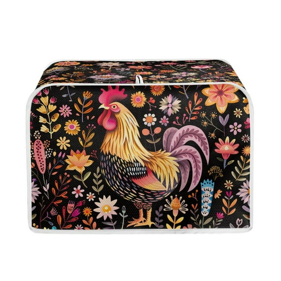 Yuyamidu Chicken 2 Slice Toaster Cover Sturdy Wide Slot Bread Maker Cover Rooster Kitchen Broiler Appliance Cover Flower Toaster Bag Dustproof Cover Easy to Clean