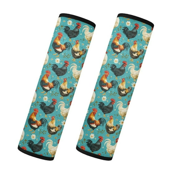 Yuyamidu Chicken Car Seat Shoulder Strap Pads for SUV Sedan Van Daisy Auto Seat Belt Cover Pad Warm Car Interior Accessories 2 Pack Soft Car Seatbelt Cushion Cover, Blue