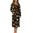 thumbnail image 1 of Yuyamidu Chicken Women Zip Front Robes Mid Calf Length Bathrobe Size 2XL Sunflower Crewneck Long Sleeve Robe with Pockets Loose Loungewear Dress Long Elegant Night Robes, 1 of 7