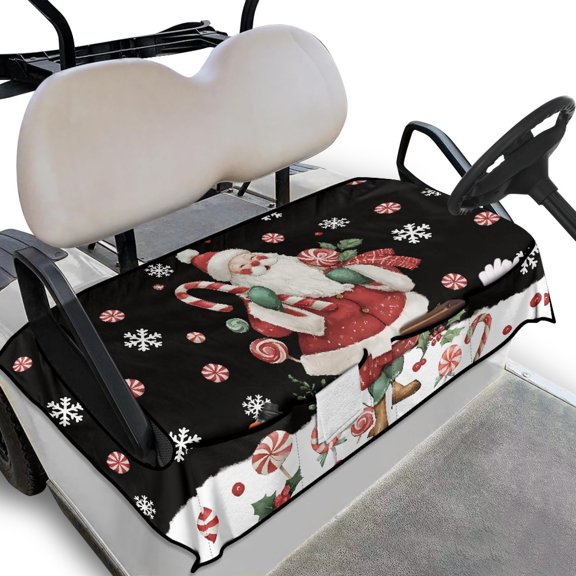 Yuyamidu Christmas Golf Cart Seat Covers, Santa Claus Golf Cart Seat Towel Blanket with Front Pockets, Camdy Sports Accessories for 2 Passenger