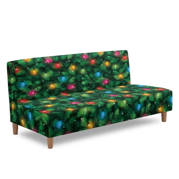 Yuyamidu Christmas Light Futon Cover Armless Sofa Covers Non Slip Futon Covers Slipcover with Elastic Edge Washable Rv Jackknife Sofa Covers Soft Furniture Protector