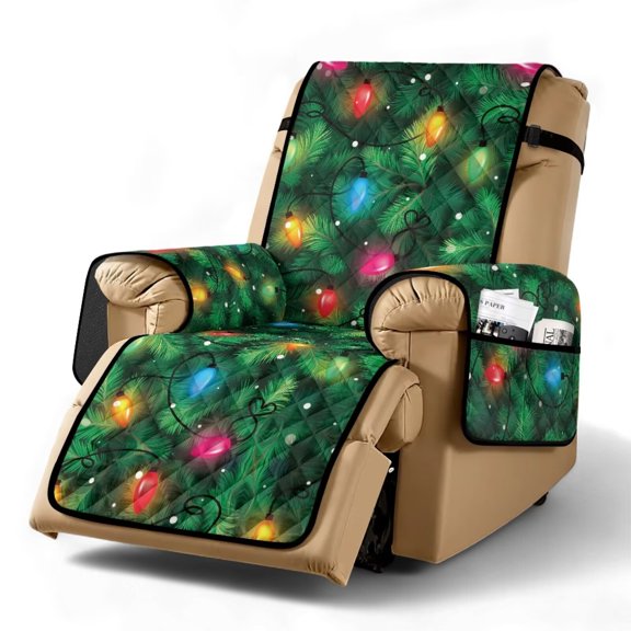 Yuyamidu Christmas Light Stretch Recliner Chair Cover for Pets Washable Reclining Chair Cover with Elastic Edge Soft Comfy Recliner Protector for Living Room Bedroom, Home Decor