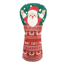 Yuyamidu Christmas PU Leather Golf Club Head Covers, Santa Claus Driver Headcovers, Fairway Woods Head Covers, Hybrids Headcover, Waterproof