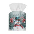 thumbnail image 1 of Yuyamidu Christmas PU Leather Tissue Box Cover Snowman Square Tissue Box Holder for Napkin Facial Paper Easy to Install Toilet Paper Holder with Bottom Belt Christmas Decor Gift for Holiday, 1 of 8