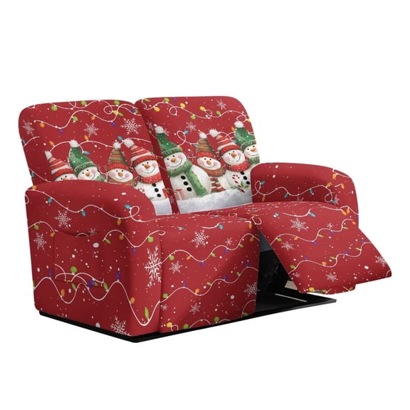 Yuyamidu Christmas Recliner Loveseat Covers Snowman Recliner Loveseat Slipcover with Pockets Waterproof Reclining Sofa Covers Gift for Holiday