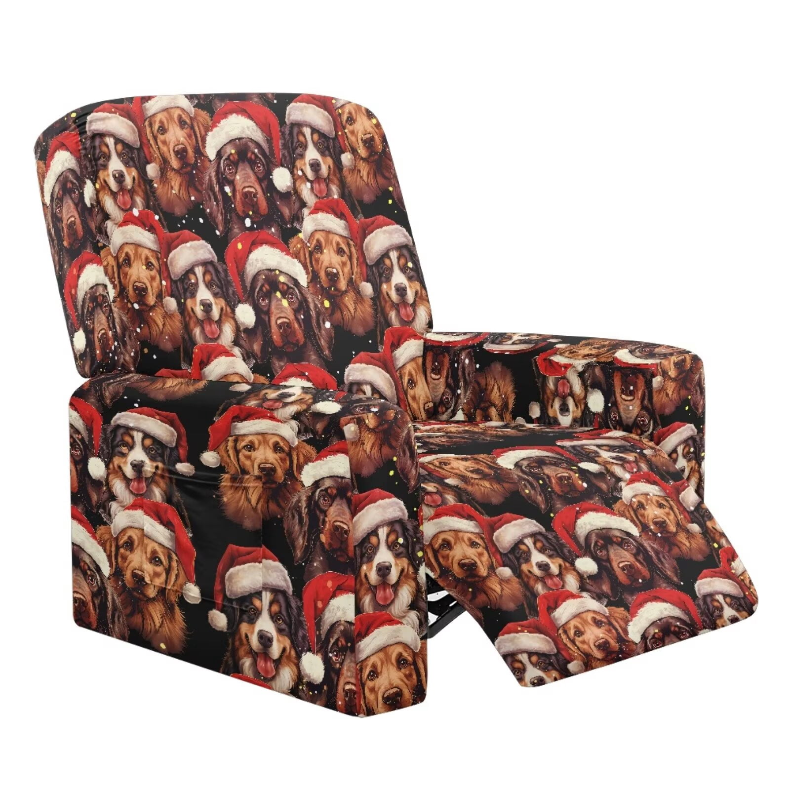 Yuyamidu Christmas Reclining Chair Covers 4 Pieces Dachshund Recliner Sofa Slipcovers with Pocket Breathable Lazyboy Cover for Recliner Chair Gift for Housewarming