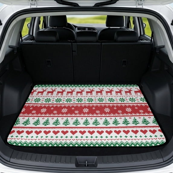 Yuyamidu Christmas Reindeer Car Trunk Mat 29" x 39" Universal Scratchproof Cargo Liner, Full Protection Vehicle Accessories Fits for Most Cars SUV and Sedan