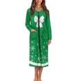 thumbnail image 1 of Yuyamidu Christmas Zipper Front Robes for Women Long Dressing Gown Snowflake Mid-Length Robe Size 2XL Bow Crewneck Bathrobe with Pockets Green Long Sleeve Housecoats, 1 of 7