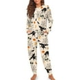 thumbnail image 1 of Yuyamidu Cobweb Women's Pajamas Pants Bottoms Set Witch Sleepwear Women Long Pj 2 Packs Loose Loungewear Black Cat Long Sleeve Nightwear Halloween Daily Wear Clothes Size S, 1 of 7