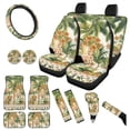 thumbnail image 1 of Yuyamidu Coconut Tree Car Seat Covers Set Flower Car Floor Mats Steering Wheel Cover Safe Belt Pads Handbrake Cover Set Coasters 15 Pack Auto Accessories, 1 of 6