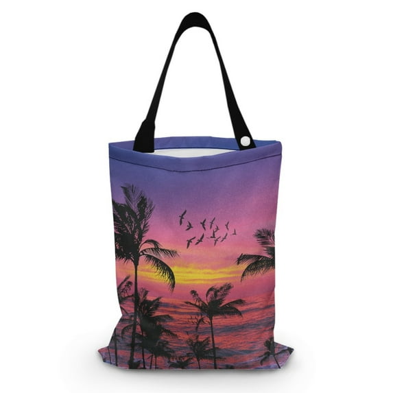 Yuyamidu Coconut Tree Car Trash Bag Sunset Car Storage Bag Portable Car Rubbish Bag for Back Seat, Headrest Car Accessory Reusable Auto Garbage Holder