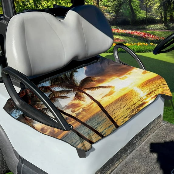 Yuyamidu Coconut Tree Golf Cart Seat Covers Seaside Golf Cart Seat Towel Blanket, Universal Fit 2-Seat Golf Cart, Sunset Golf Cart Accessories Decor