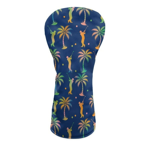 Yuyamidu Coconut Tree Golf Head Covers Golf Print Driver Headcover Fairway Wood Head Cover Hybrid Headcover, Waterproof PU Leather Golf Club Head Covers