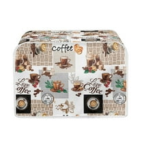 Yuyamidu Coffee Theme Toaster Cover 2 Slice Wide Slot Kitchen Appliance Cover Dust Protection Cover Bread Toaster Dust Cover Microwave Oven Cover with Top Handle