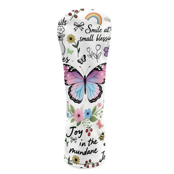 Yuyamidu Colorful Butterfly Golf Club Head Covers PU Leather Golf Head Covers Driver Covers Flowers Golf Headcover Fariway Wood Headcover Hybrid Covers