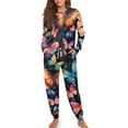thumbnail image 1 of Yuyamidu Colorful Butterfly Nightwear for Women Breathable Clothing Pajama Pants Matching Set of 2 Casual Long Sleeve Sleepwear Size M Soft Sleep Sets for Jogger Yoga Walking, 1 of 7