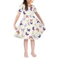 thumbnail image 1 of Yuyamidu Colorful Butterfly Short Sleeve Dress for Kids Girls Casual One-Shoulder Midi Sundress Trendy Elastic Waist Princess Dresses A Line Skater Dress Size 9-10, 1 of 6