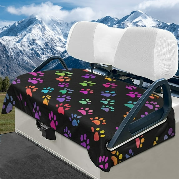 Yuyamidu Colorful Dog Paw Golf Cart Seat Covers Cute Club Car Seat Cover Flannel Golf Cart Seat Towel Fits for Club Car and More 2 Person Seats Golf Carts