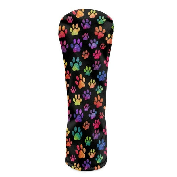 Yuyamidu Colorful Dog Paw Golf Head Covers Cute Driver Headcover Fairway Wood Head Cover Hybrid Headcover, Waterproof PU Leather Golf Club Head Covers