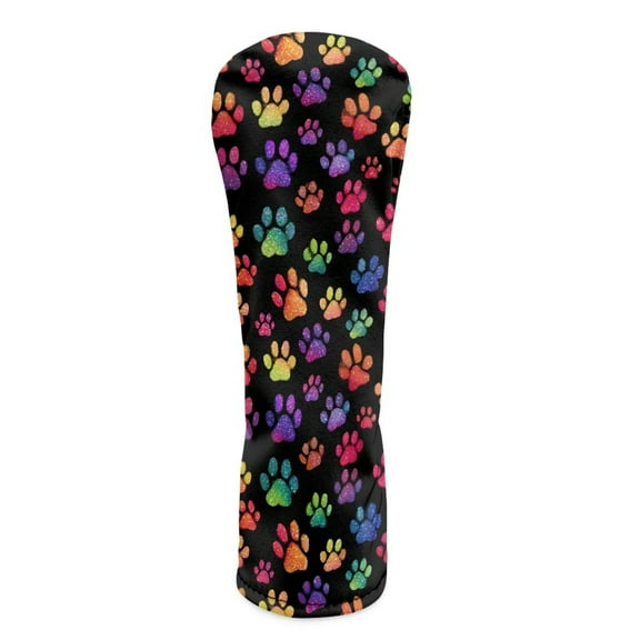 Yuyamidu Colorful Dog Paw Golf Head Covers Cute Driver Headcover Fairway Wood Head Cover Hybrid Headcover, Waterproof PU Leather Golf Club Head Covers