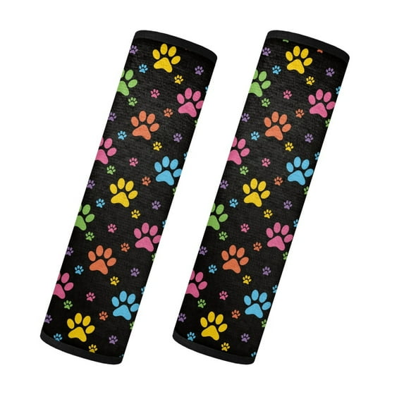Yuyamidu Colorful Dog Paw Seat Belt Cover for Car SUV Sedan Truck Cute Auto Seatbelt Cover Accessories 2 Pack Short Plush Seat Belt Shoulder Strap Covers