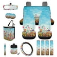 thumbnail image 1 of Yuyamidu Colorful Flower Car Seat Covers Full Set 15 Pack Auto Steering Wheel Cover Seat Belt Pads Coasters Trash Bin Hanging Storage Bag Cup Holders Rearview Mirror Cover Key Ring for Women, 1 of 7