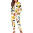 thumbnail image 1 of Yuyamidu Colorful Flower Women's Pajama Sets Long Sleeve Nightwear Floral Daily Wear Shirts Pants with Pockets Jogger Set 2 Piece Soft Crewneck Sleep Wear Size 2XL, 1 of 7