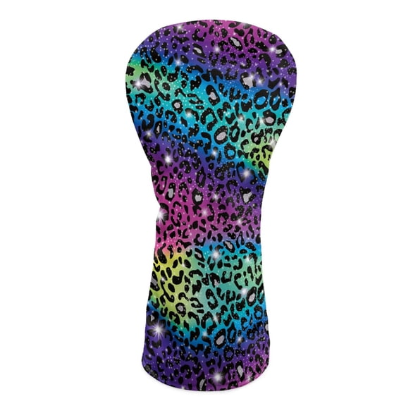 Yuyamidu Colorful Leopard Print Golf Club Head Covers for Men Women Animal Print Golf Accessories Waterproof PU Leather for Woods and Driver Fairway Hybrids