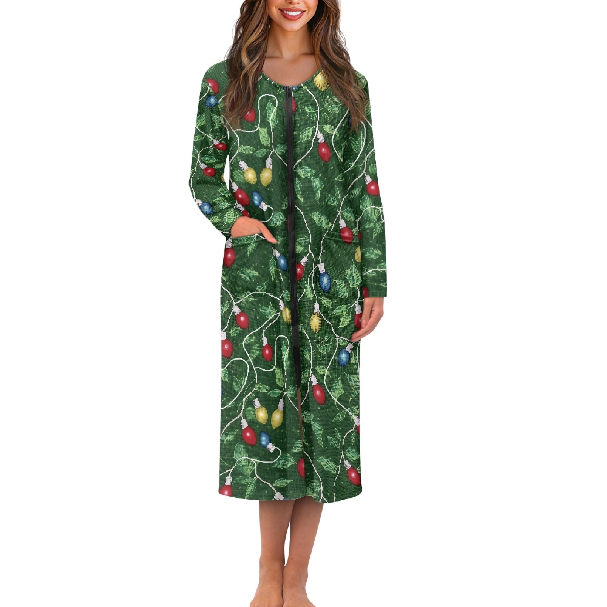 Yuyamidu Colorful Light Front Zipper Bathrobe for Plus Size Women After ...